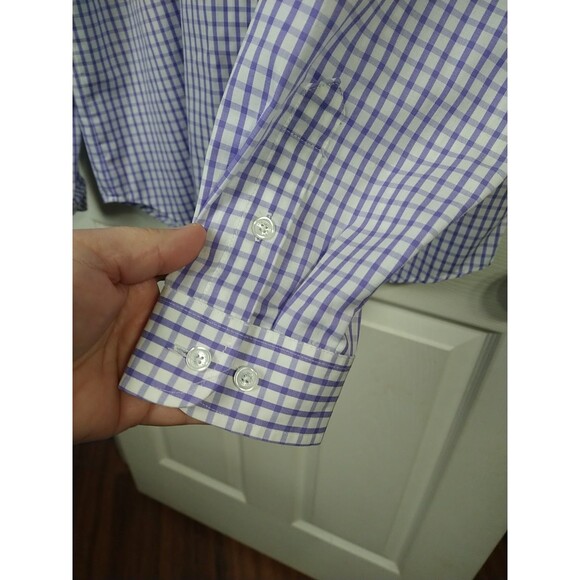 Orvis Woman 18 Button Shirt L/S Purple Checked Pocket Wrinkle Free Logo Office - Picture 6 of 10